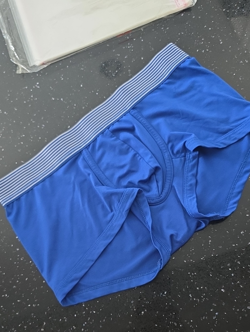 Soft Stretch Blue Boxer Brief with Striped Waistband
